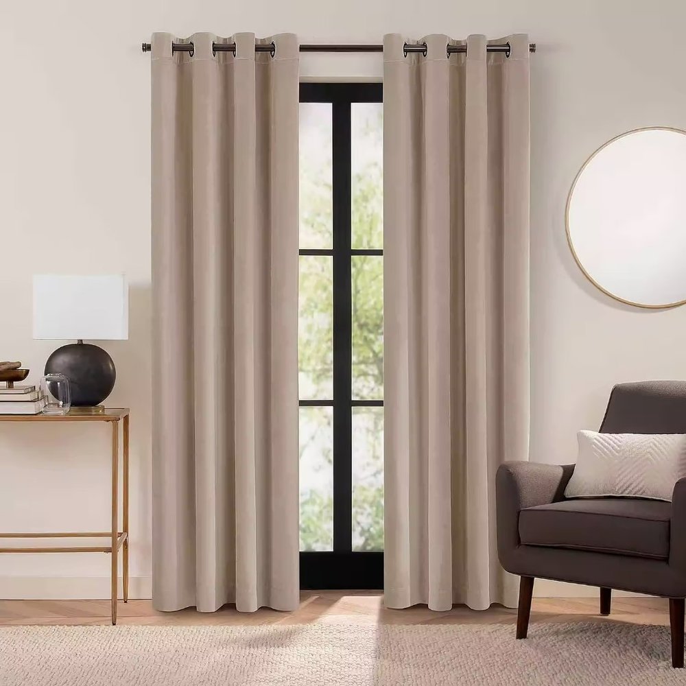 Fieldcrest Luxury Cambridge Washed Cotton Velvet Energy Saving Single Curtain
